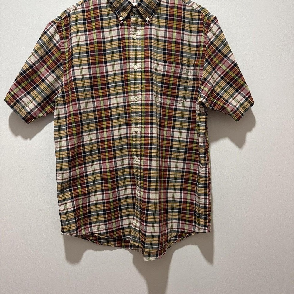 Pendleton Seaside Surf Mens Size Large Short Sleeve Button Down Plaid Boho Surf